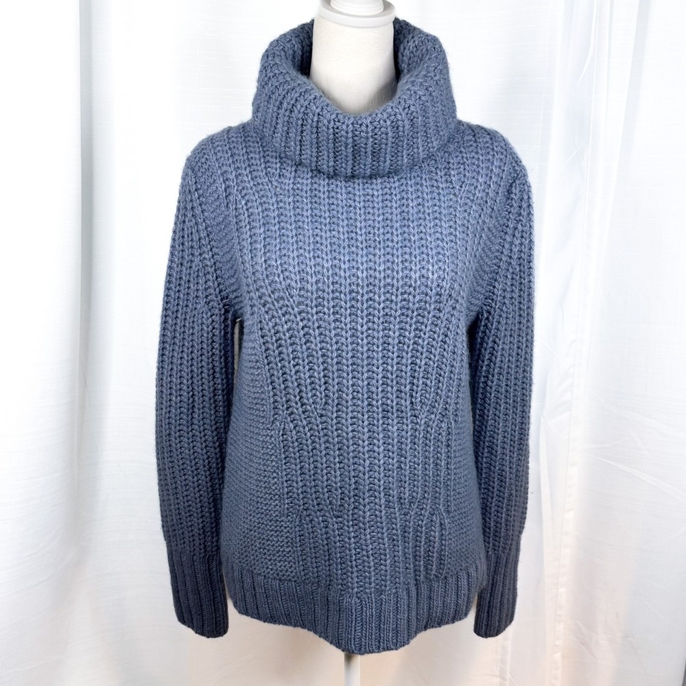 Banana Republic Italian Yarn Cowl Neck Sweater Small Blue Alpaca Merino Wool